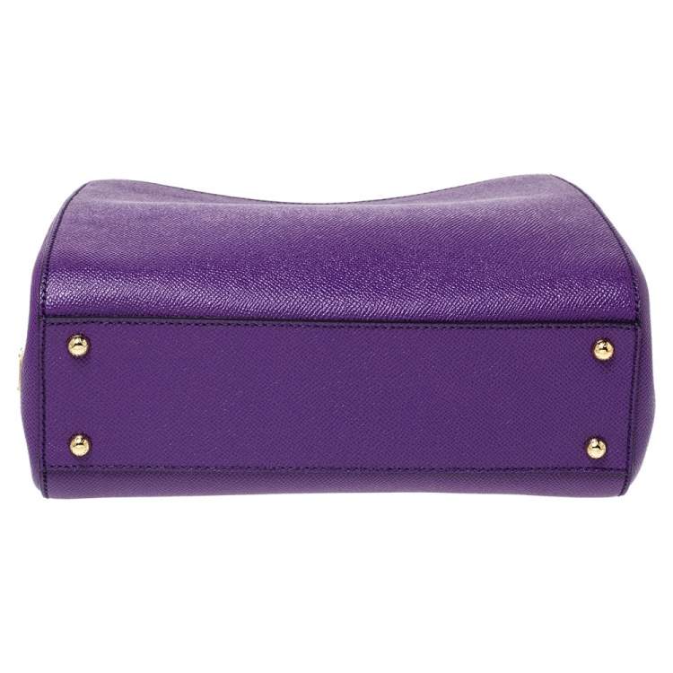 Pre Owned Dolce & Gabbana Purple Leather Miss Sicily Top Handle Bag