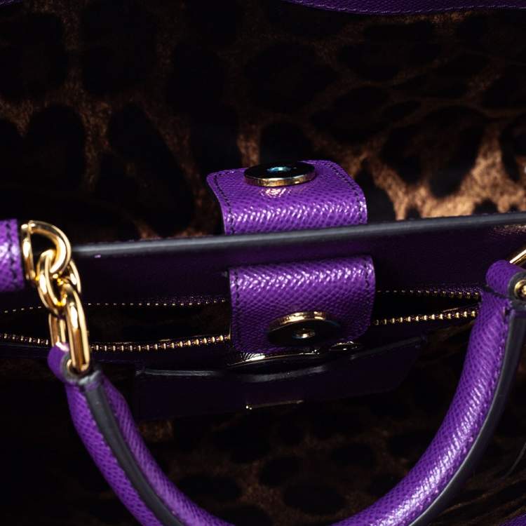 Pre Owned Dolce & Gabbana Purple Leather Miss Sicily Top Handle Bag