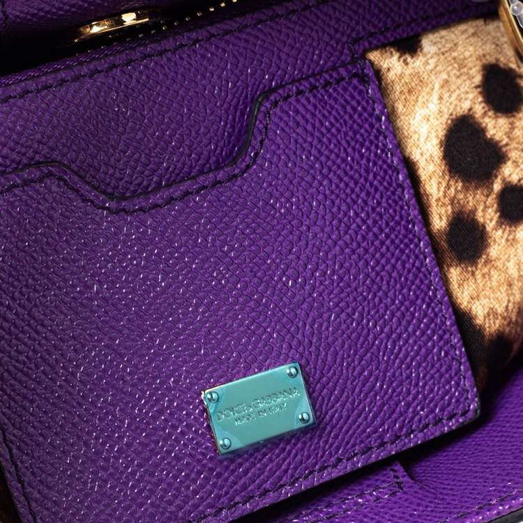 Pre Owned Dolce & Gabbana Purple Leather Miss Sicily Top Handle Bag