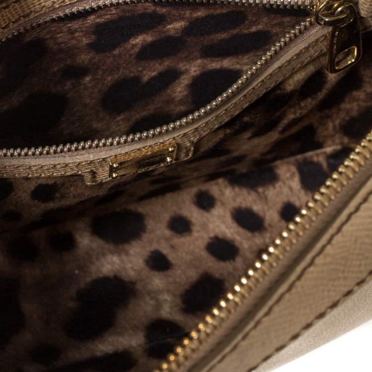 Pre Owned Dolce & Gabbana Beige Leather Glam Crossbody Bag