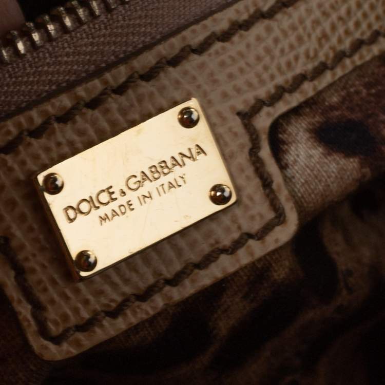Pre Owned Dolce & Gabbana Beige Leather Glam Crossbody Bag