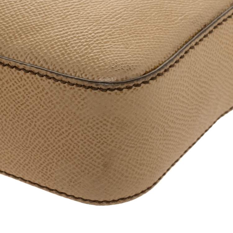 Pre Owned Dolce & Gabbana Beige Leather Glam Crossbody Bag