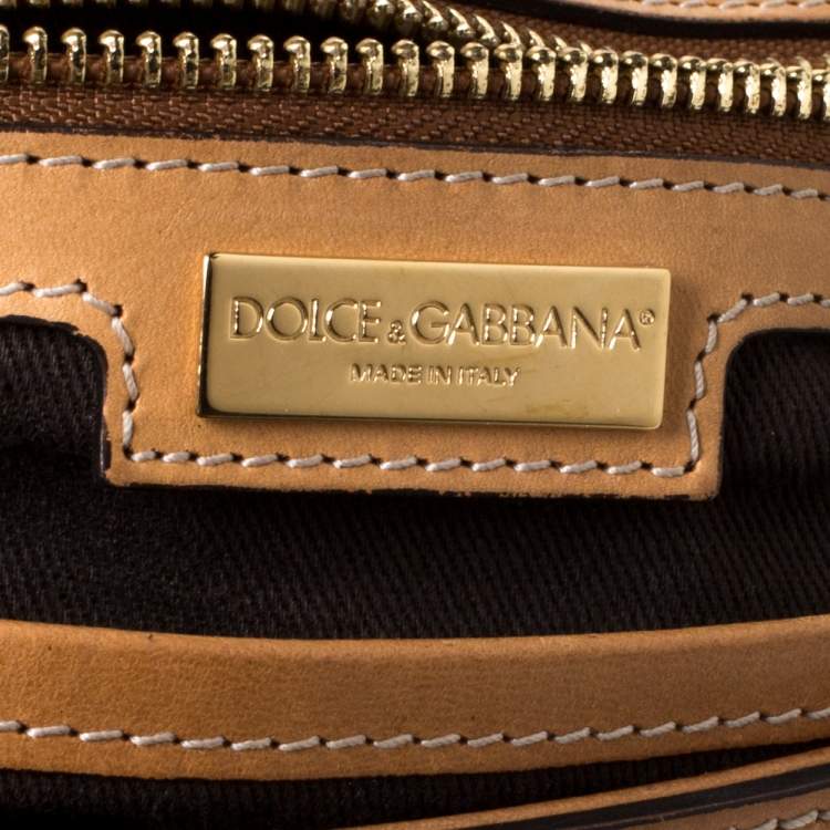Pre Owned Dolce & Gabbana Brown Leopard Print Coated Canvas and Leather Miss Sicily Top Handle Bag