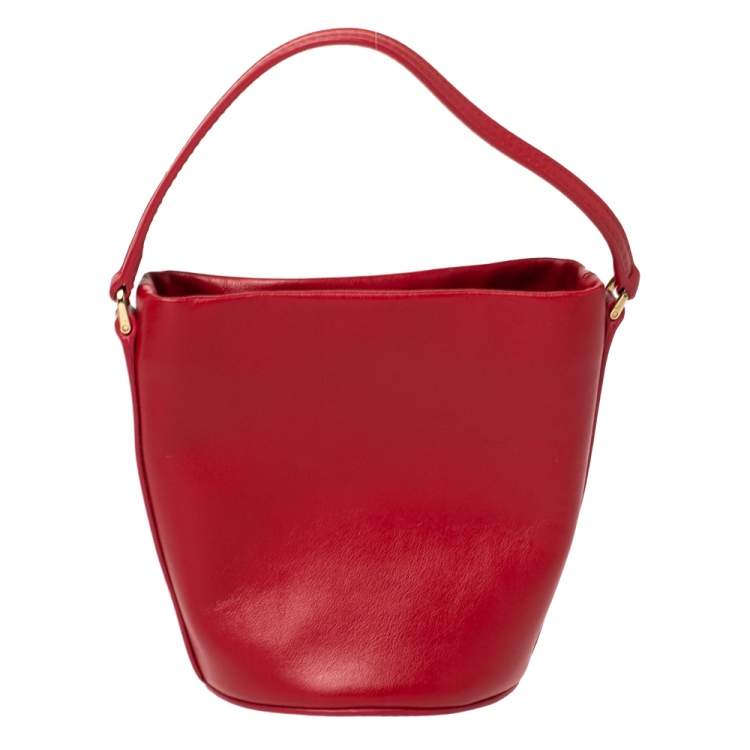 Pre Owned Dolce & Gabbana Red Leather Mini Bambino Bucket Bag