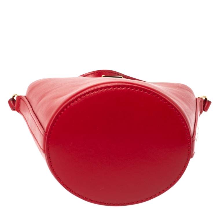 Pre Owned Dolce & Gabbana Red Leather Mini Bambino Bucket Bag