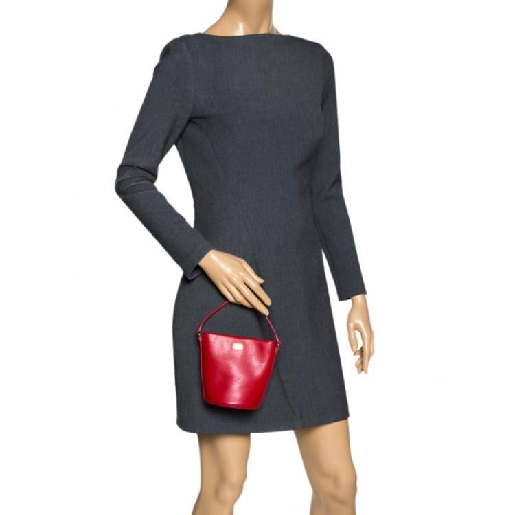 Pre Owned Dolce & Gabbana Red Leather Mini Bambino Bucket Bag