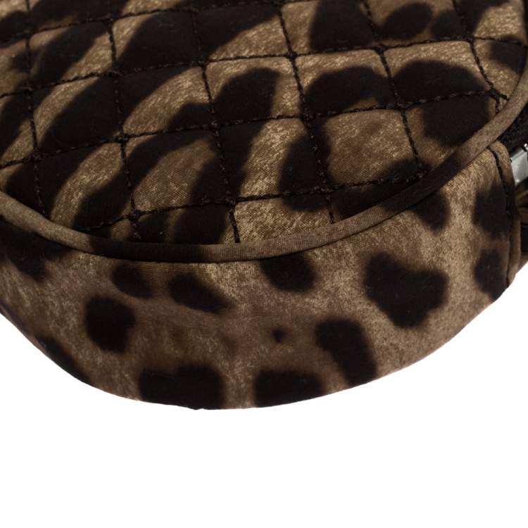 Pre Owned Dolce & Gabbana Beige Leopard Print Fabric Round Crossbody Bag