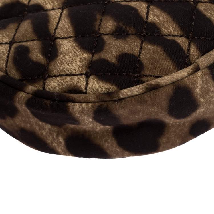 Pre Owned Dolce & Gabbana Beige Leopard Print Fabric Round Crossbody Bag