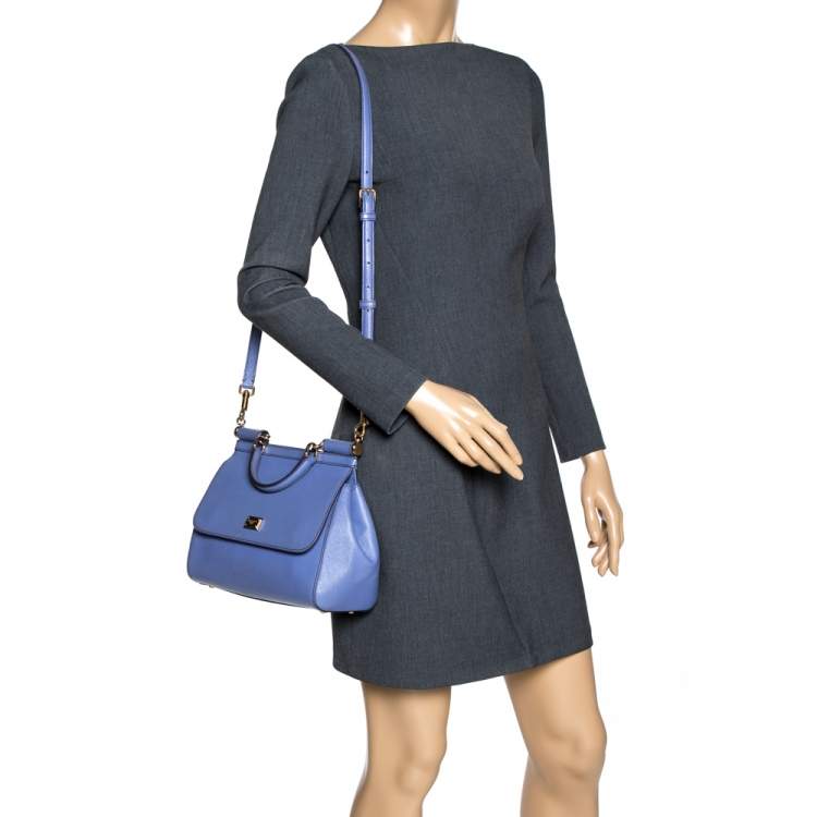 Pre Owned Dolce & Gabbana Lavender Leather Medium Miss Sicily Top Handle Bag
