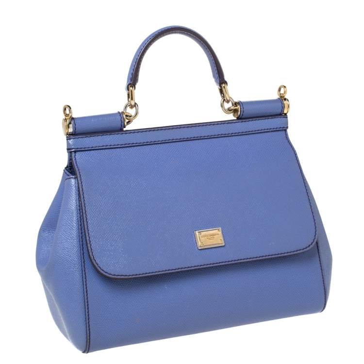 Pre Owned Dolce & Gabbana Lavender Leather Medium Miss Sicily Top Handle Bag