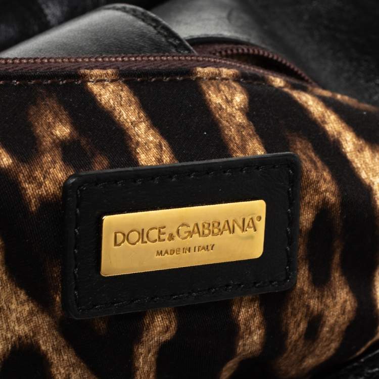 Pre Owned Dolce and Gabbana Black Leather Large Miss Sicily Top Handle Bag
