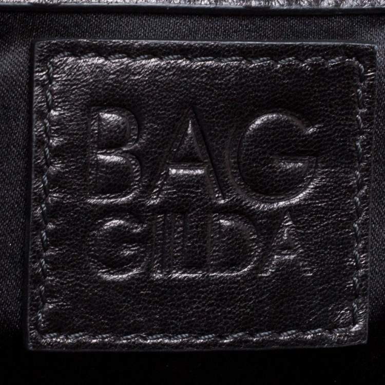 Pre Owned Dolce & Gabbana Black/Blue Satin and Lace Gilda Kiss Lock Clutch