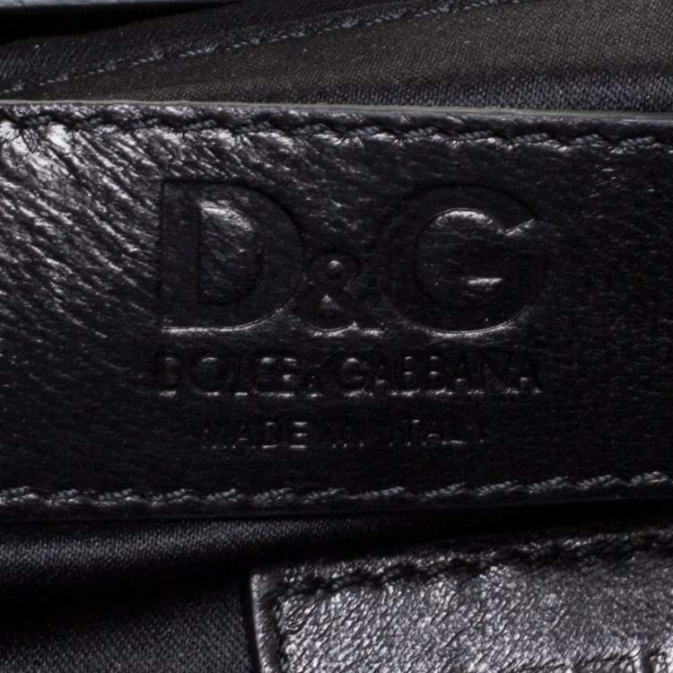 Pre Owned Dolce & Gabbana Black/Blue Satin and Lace Gilda Kiss Lock Clutch