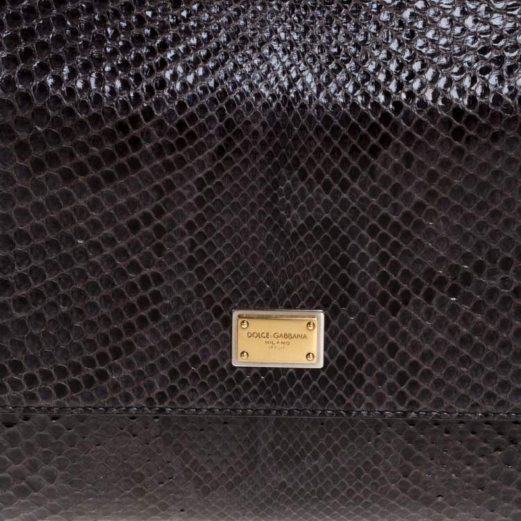 Pre Owned Dolce & Gabbana Dark Grey Python Medium Miss Sicily Top Handle Bag