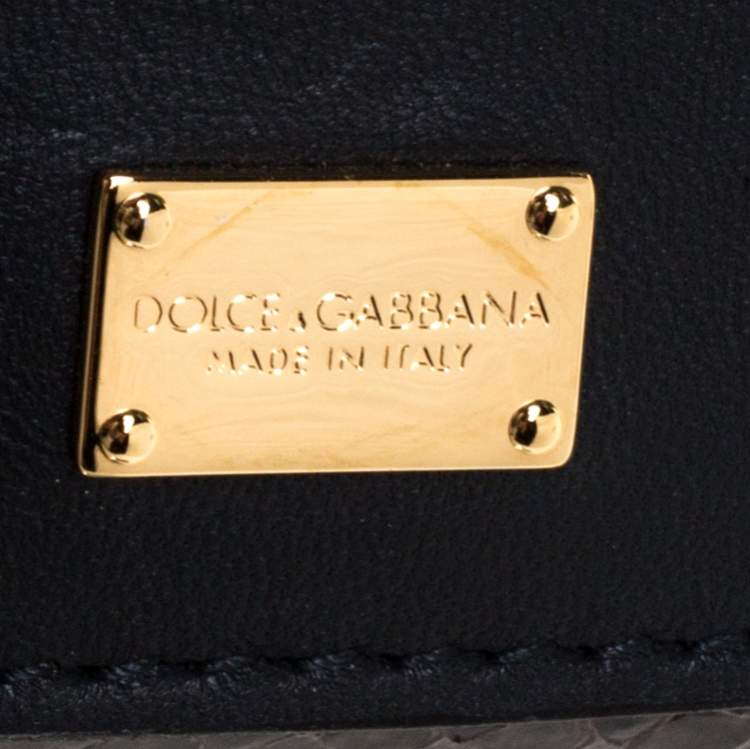 Pre Owned Dolce & Gabbana Dark Grey Python Medium Miss Sicily Top Handle Bag