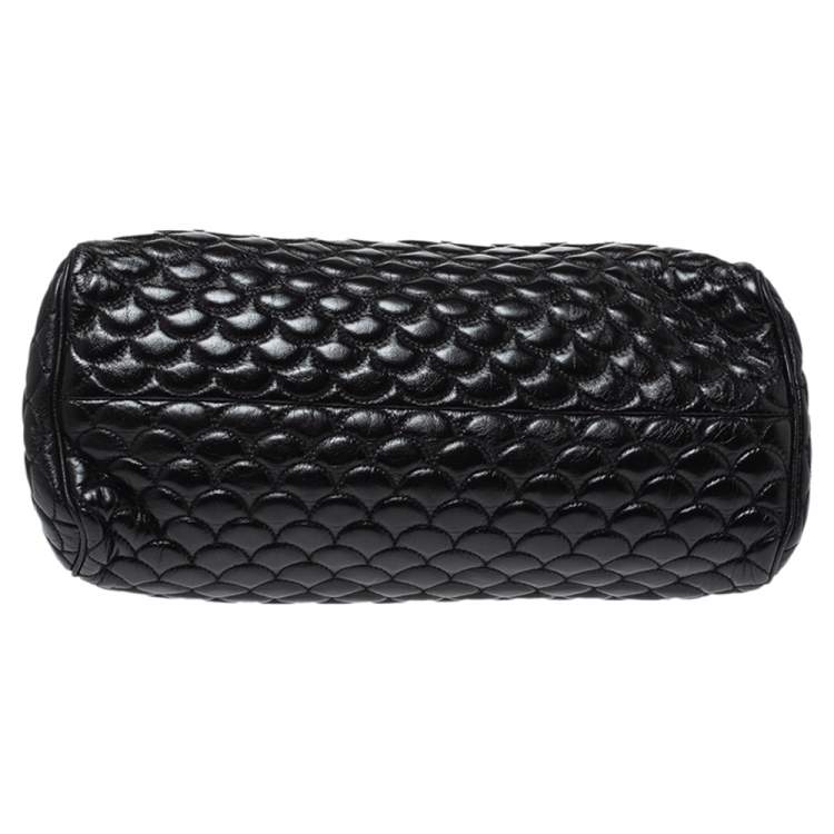 Pre Owned Dolce & Gabbana Black Scale Embossed Leather Top Handle Bag