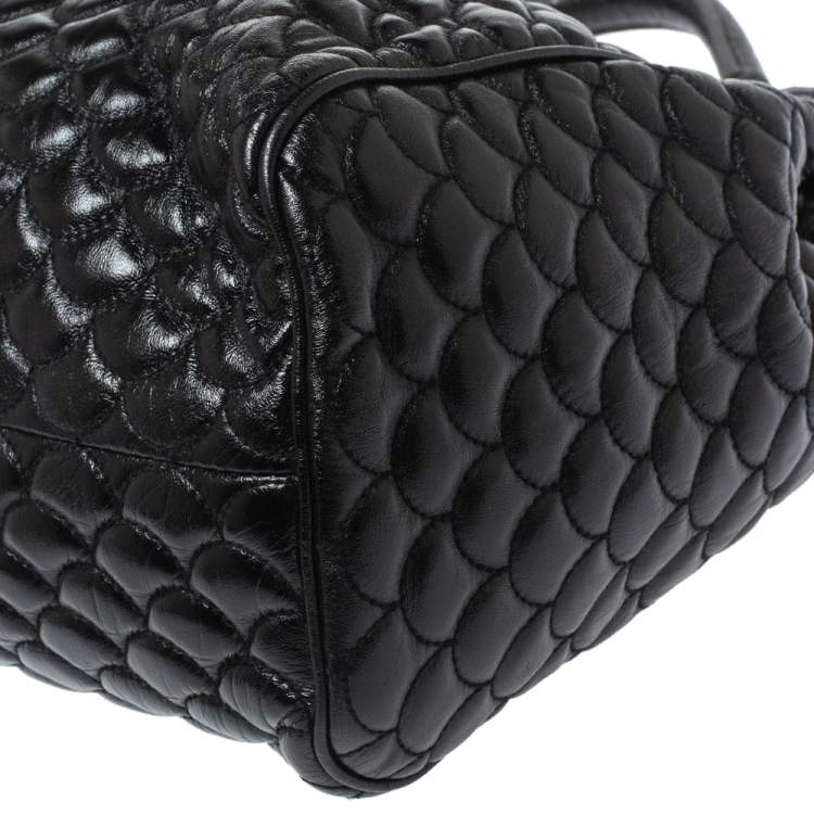Pre Owned Dolce & Gabbana Black Scale Embossed Leather Top Handle Bag