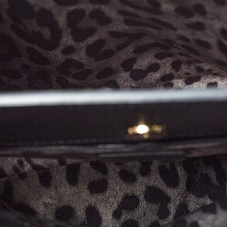 Pre Owned Dolce & Gabbana Black Scale Embossed Leather Top Handle Bag