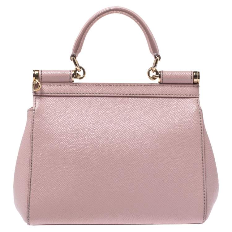 Pre Owned Dolce & Gabbana Pink Leather Small Miss Sicily Top Handle Bag
