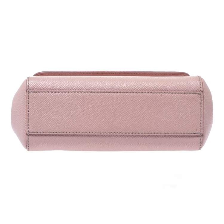 Pre Owned Dolce & Gabbana Pink Leather Small Miss Sicily Top Handle Bag