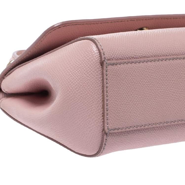 Pre Owned Dolce & Gabbana Pink Leather Small Miss Sicily Top Handle Bag