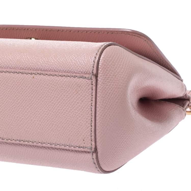 Pre Owned Dolce & Gabbana Pink Leather Small Miss Sicily Top Handle Bag