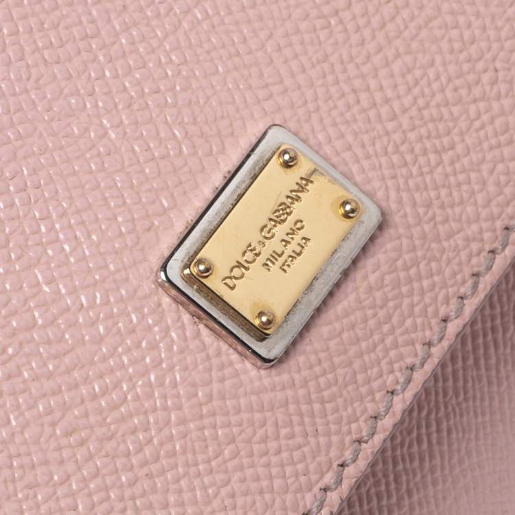 Pre Owned Dolce & Gabbana Pink Leather Small Miss Sicily Top Handle Bag