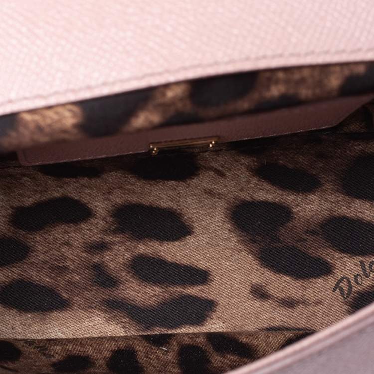 Pre Owned Dolce & Gabbana Pink Leather Small Miss Sicily Top Handle Bag
