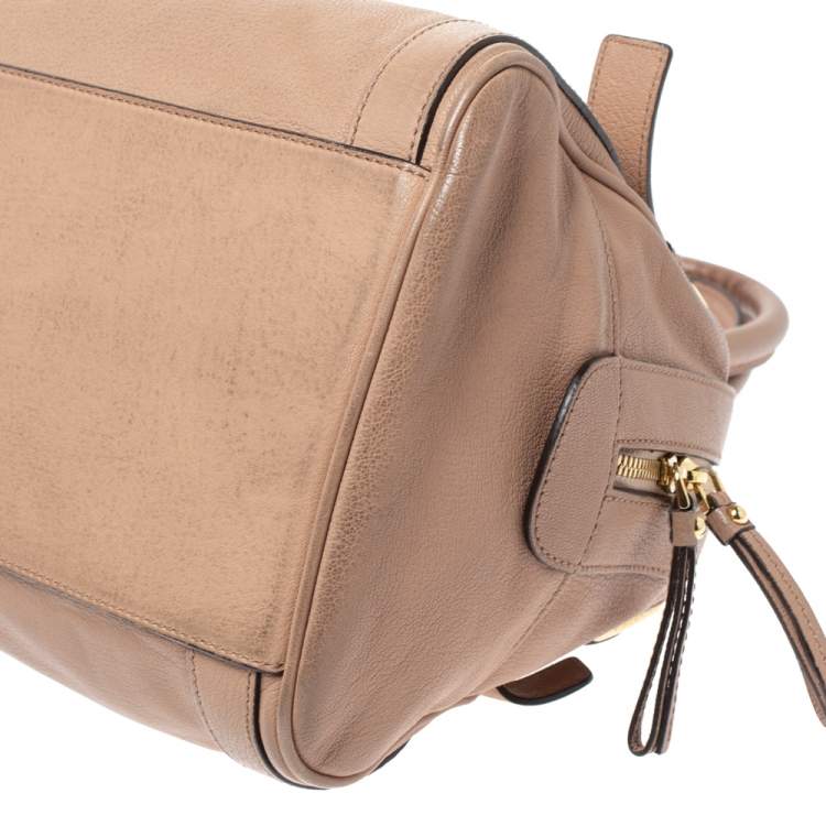 Pre Owned Dolce & Gabbana Beige Leather Boston Bag         