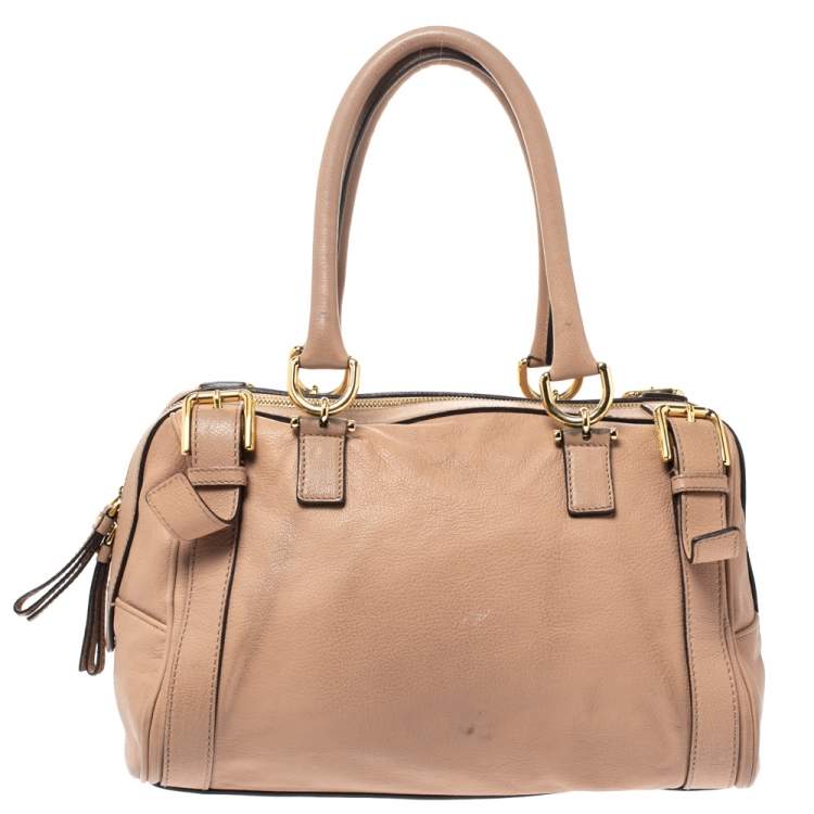 Pre Owned Dolce & Gabbana Beige Leather Boston Bag         