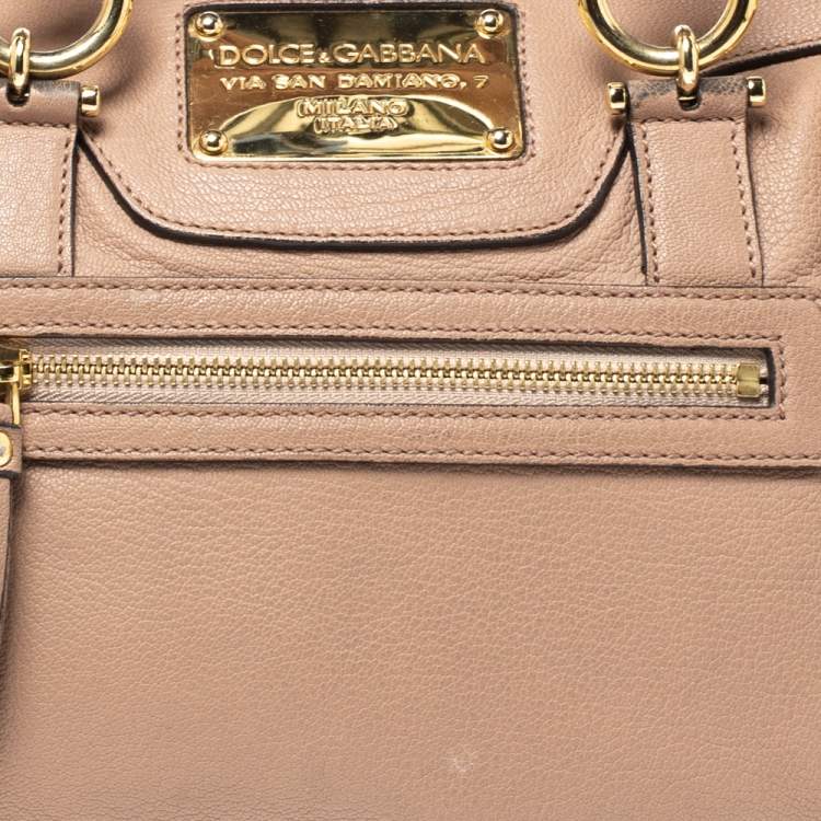 Pre Owned Dolce & Gabbana Beige Leather Boston Bag         