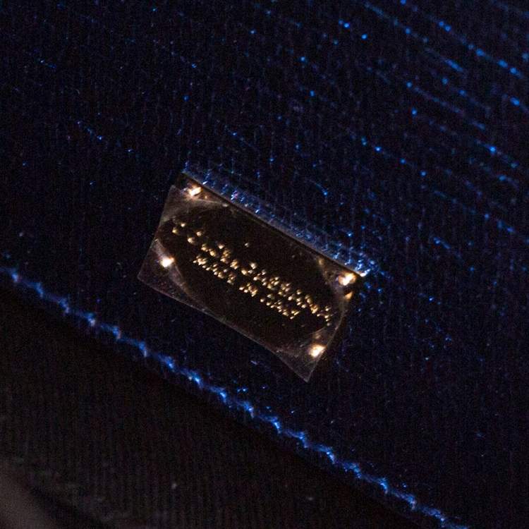 مملوكة مسبقًا Dolce & Gabbana Metallic Blue Leather Rosaria Box Top Handle Bag