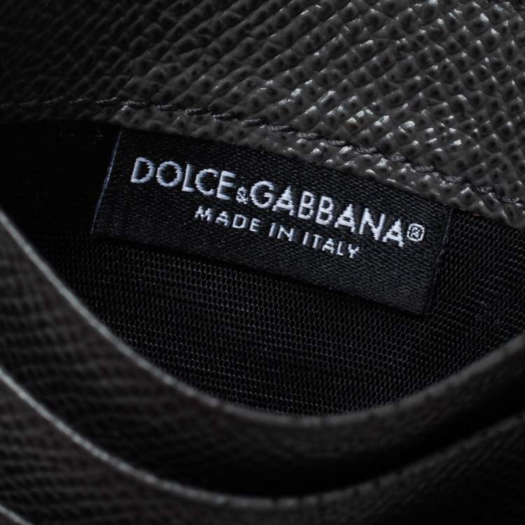 Pre Owned Dolce & Gabbana Dark Grey Leather Business Card Holder