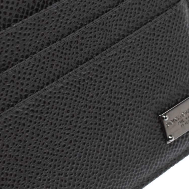 Pre Owned Dolce & Gabbana Dark Grey Leather Business Card Holder