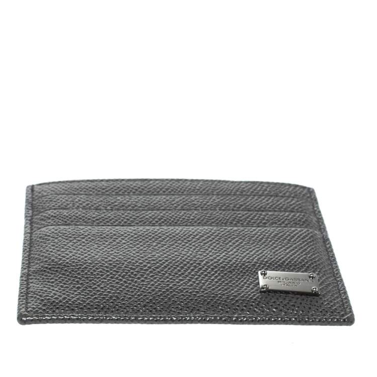 Pre Owned Dolce & Gabbana Dark Grey Leather Business Card Holder