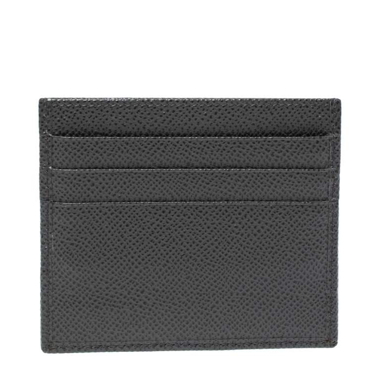Pre Owned Dolce & Gabbana Dark Grey Leather Business Card Holder