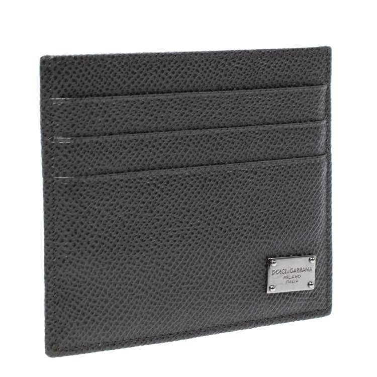 Pre Owned Dolce & Gabbana Dark Grey Leather Business Card Holder
