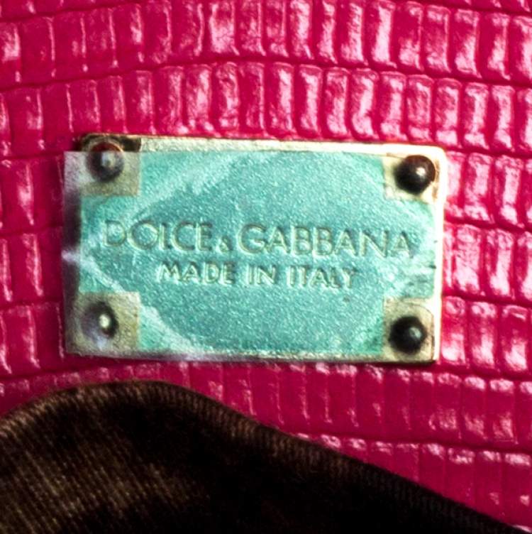 Pre Owned Dolce & Gabbana Pink Lizard Embossed Leather Medium Miss Monica Top Handle Bag
