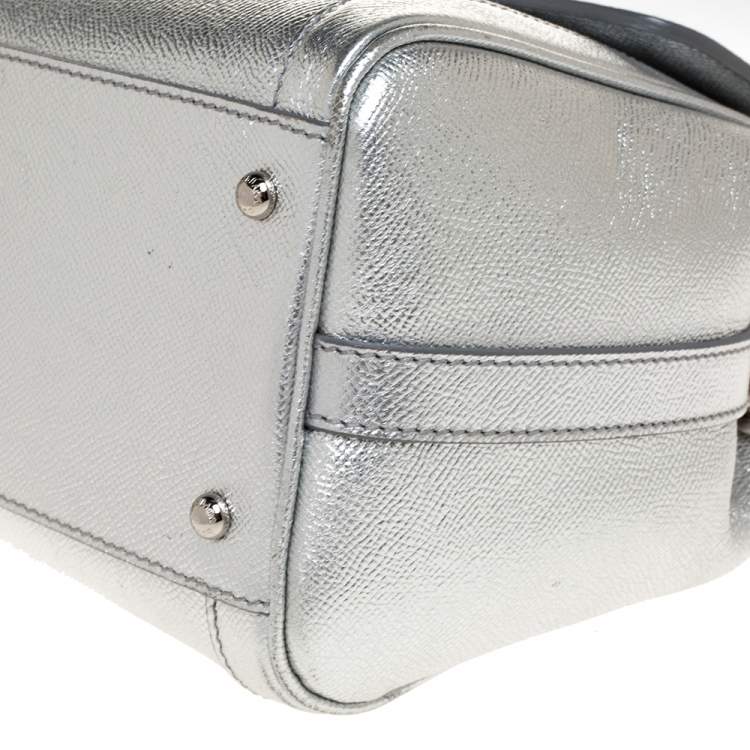 Pre Owned Dolce and Gabbana Silver Leather Small Miss Dolce Top Handle Bag