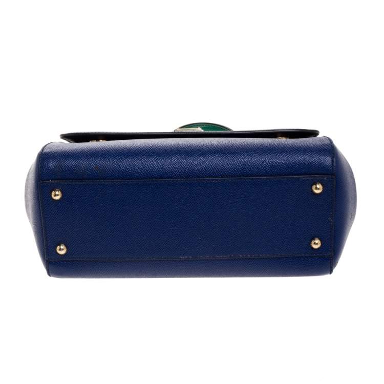 Pre Owned Dolce & Gabbana Blue Leather Medium Miss Sicily Top Handle Bag