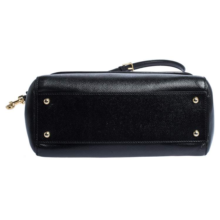 Pre Owned Dolce & Gabbana Black Leather Medium Miss Sicily Top Handle Bag