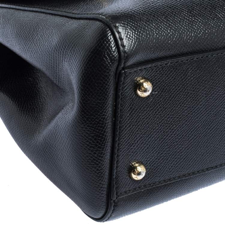 Pre Owned Dolce & Gabbana Black Leather Medium Miss Sicily Top Handle Bag