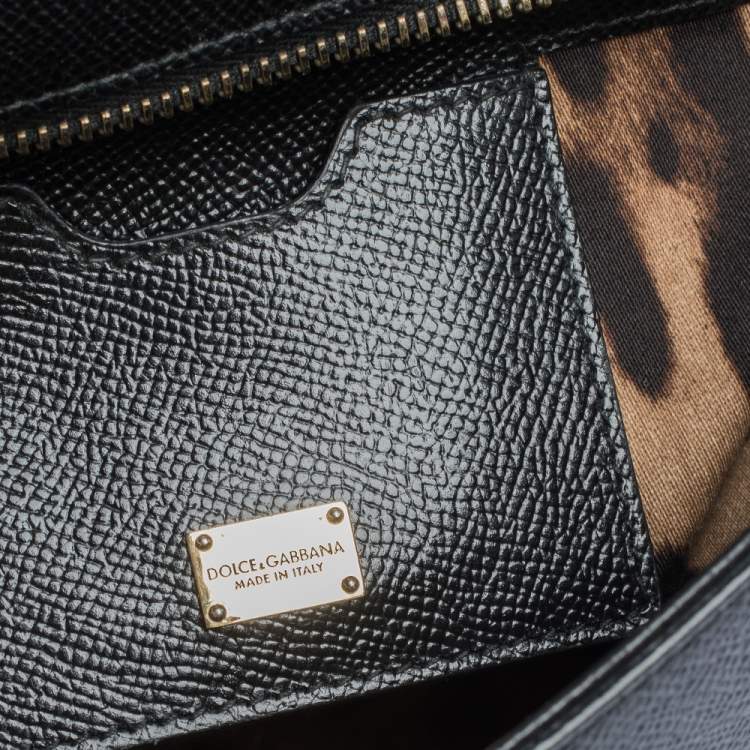Pre Owned Dolce & Gabbana Black Leather Medium Miss Sicily Top Handle Bag