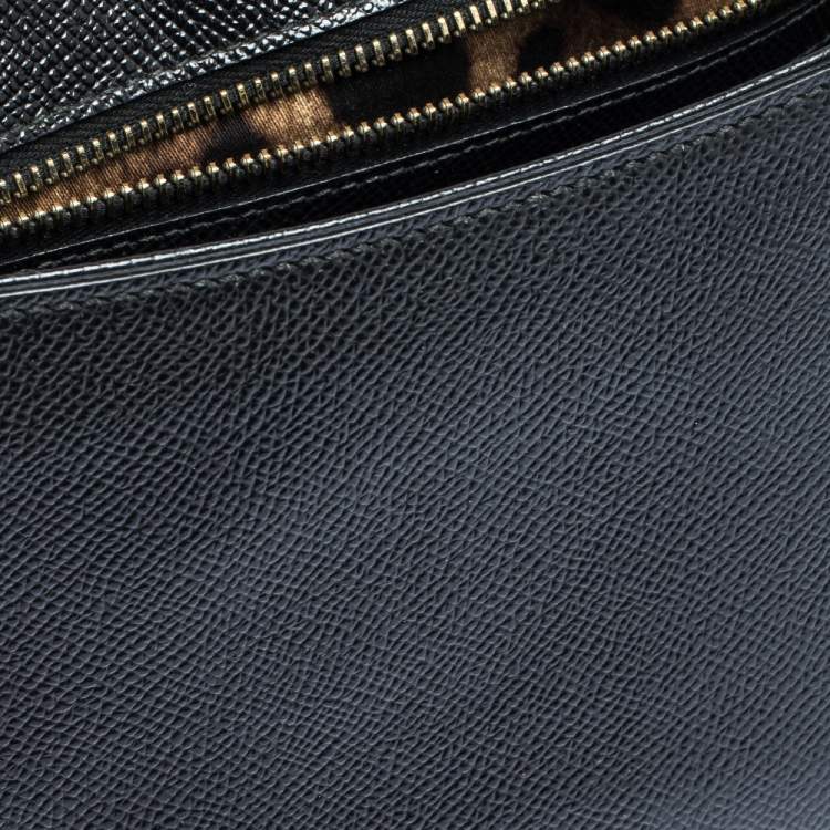 Pre Owned Dolce & Gabbana Black Leather Medium Miss Sicily Top Handle Bag