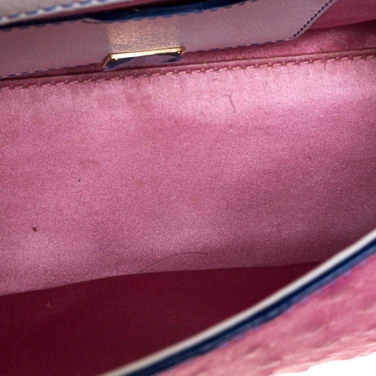 Pre Owned Dolce & Gabbana Multicolor Crocodile and Ostrich Small Miss Sicily Top Handle Bag