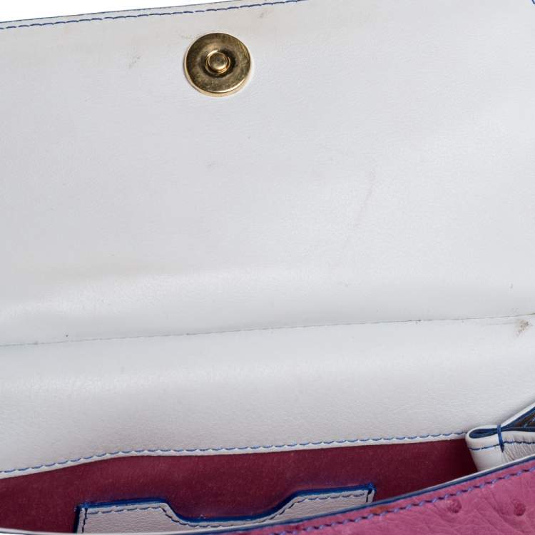Pre Owned Dolce & Gabbana Multicolor Crocodile and Ostrich Small Miss Sicily Top Handle Bag