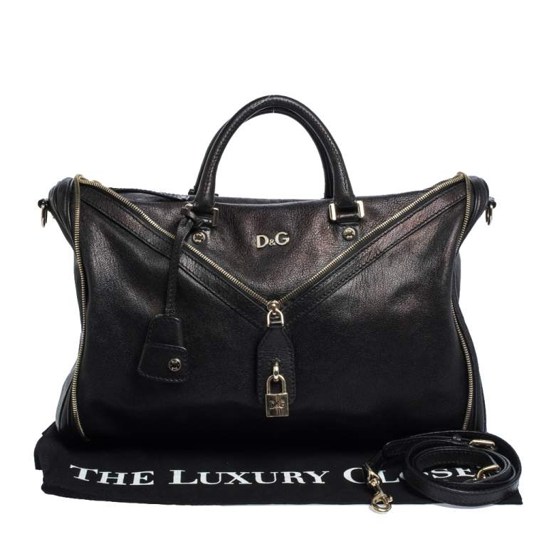 Pre Owned Dolce & Gabbana Black Leather Boston Bag