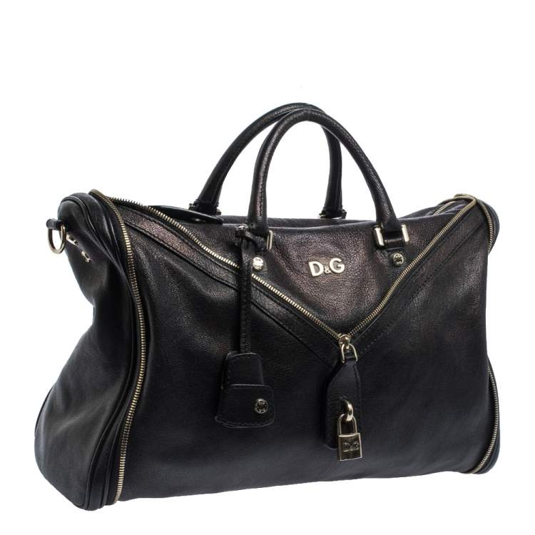Pre Owned Dolce & Gabbana Black Leather Boston Bag