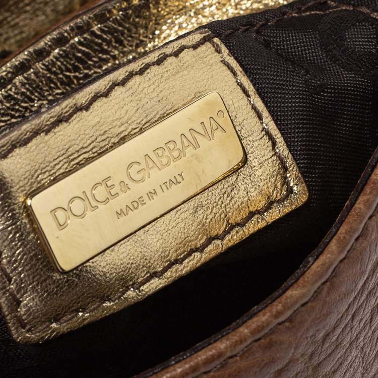 Pre Owned Dolce & Gabbana Tan/Purple Leather and Python Chain Clutch