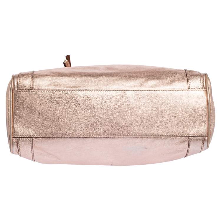 Pre Owned Dolce & Gabbana Metallic Peach Leather Miss Easy Way Tote